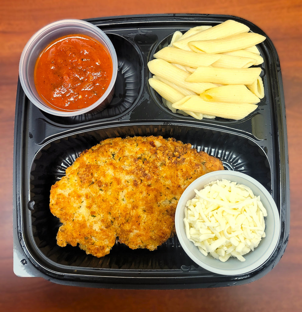 Microwave Meal- Chicken Parmigiana with Penne Pasta, Marinara and Mozzarella Cheese