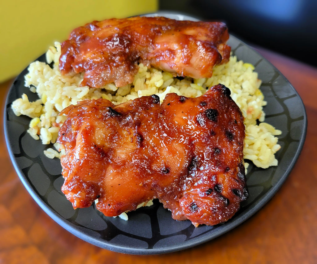Sweet Garlic BBQ Chicken Thighs with Rice Pilaf - Small Entrée